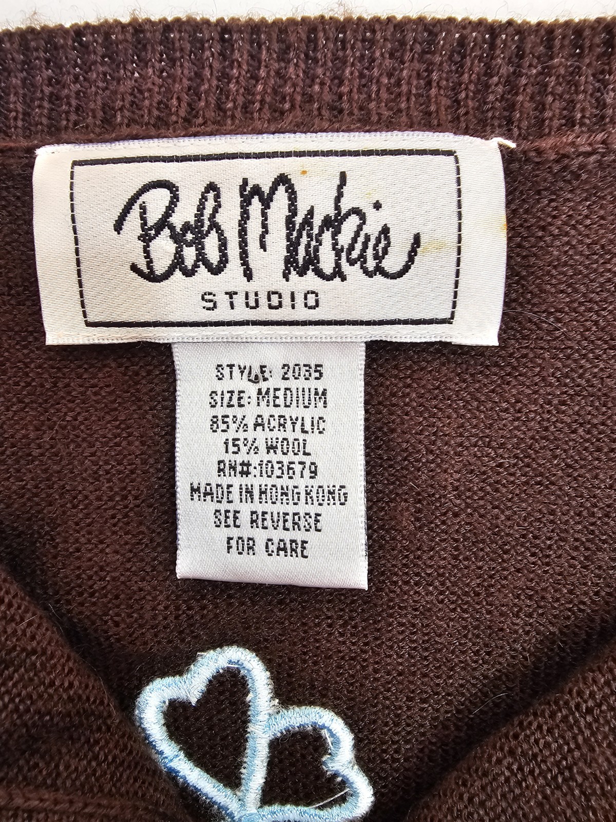 Bob Mackie Wearable Art Vintage Embroidered Cardigan Sweater Brown Size M