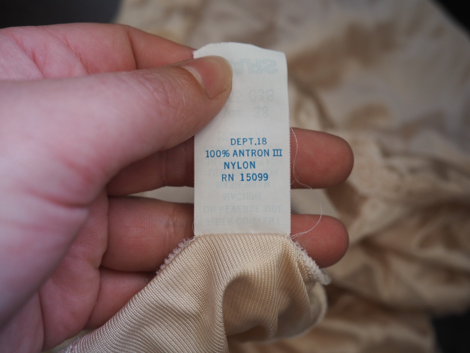 VTG 60s 70s Sears Cappuccino Plunge Neck Satin Lingerie Midi Slip Dress Sz 38