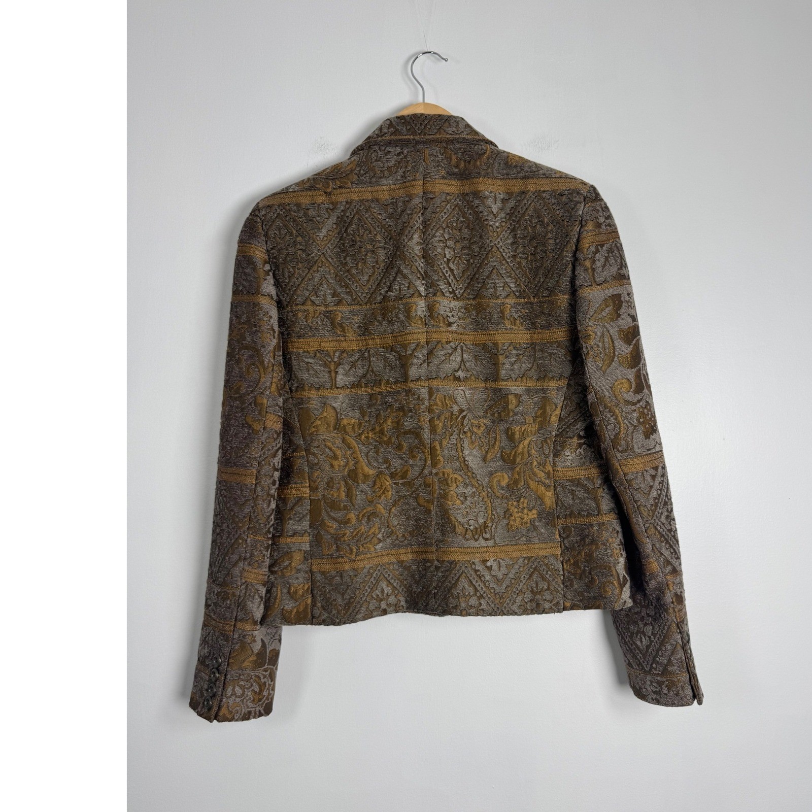 Vintage Harve Benard Womens Size 6 Tapestry Blazer Bronze Gold Damask Jacket