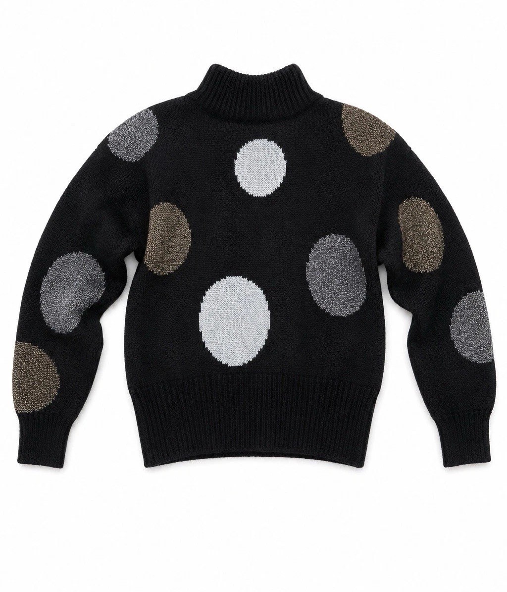 Vintage 1980’s Liz Claiborne Metallic Gold Silver Black Polka Dot Sweater S