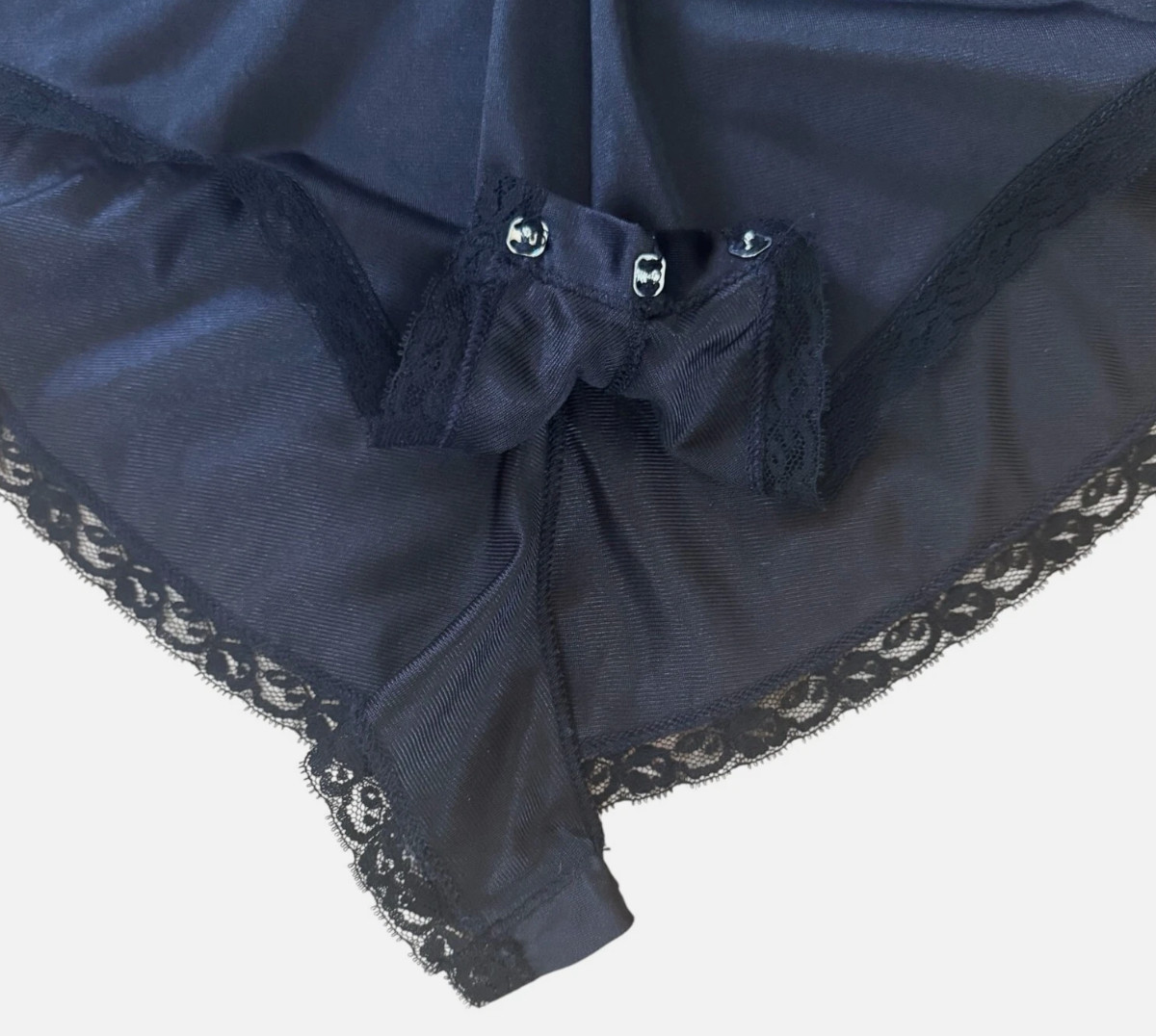 VTG 70’s Lingerie Jenelle of California Sz 34 Black Body Suit Teddy Lace Romper