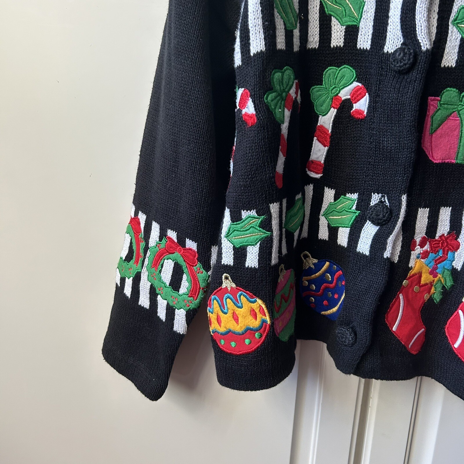 Vintage 1980s Bouillabaisse Deborah Christmas Festive Granny Teacher Cardigan M