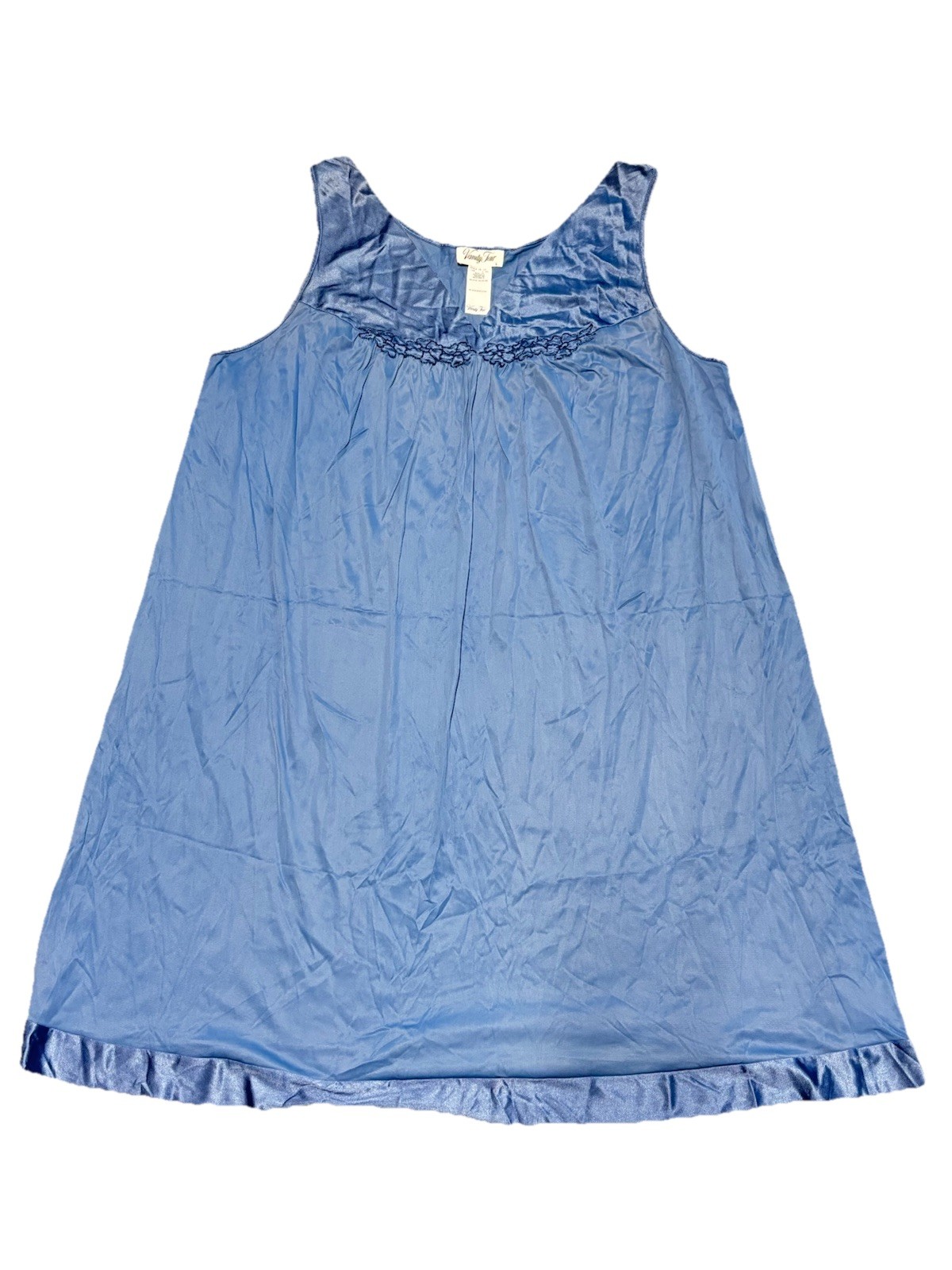Vanity Fair Nylon Periwinkle Blue Sleeveless Short Night Gown Baby Doll Sz L/42