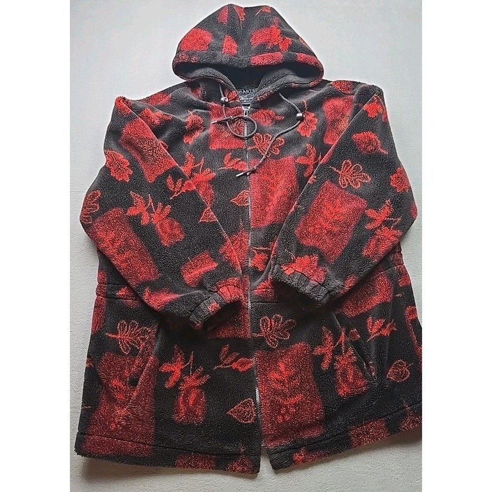 Forecaster Floral Fleece Jacket Hooded Small Full Zip Warm Cozy Vintage Women’s