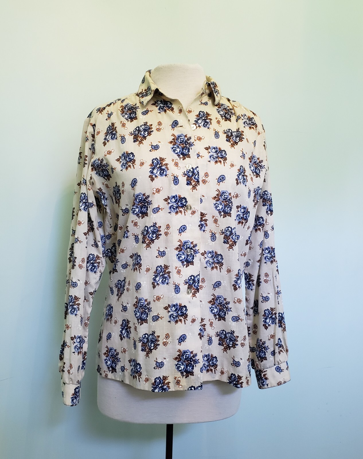 1970s VTG Paddle & Saddle Womens Shirt Western Floral Cowgirl Retro Lightweight