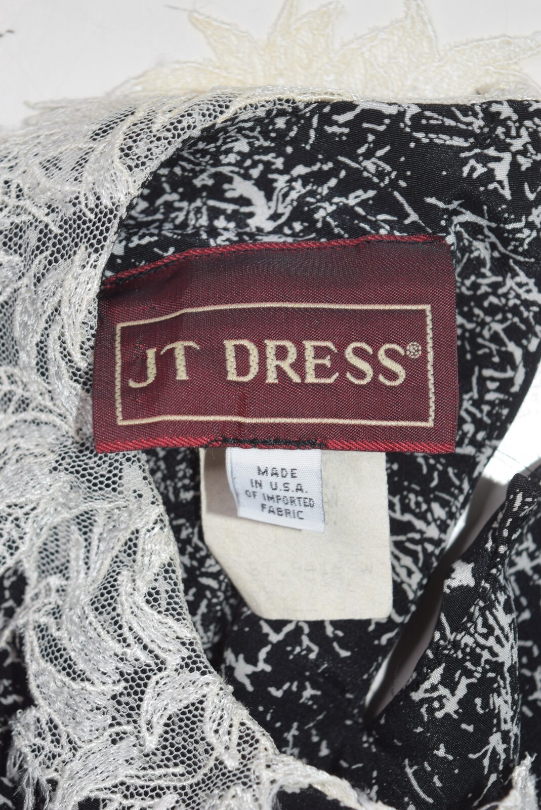 Vintage JT Dress Womens 8 Black Gothic Lace Collar Maxi Long Sleeve Made in USA