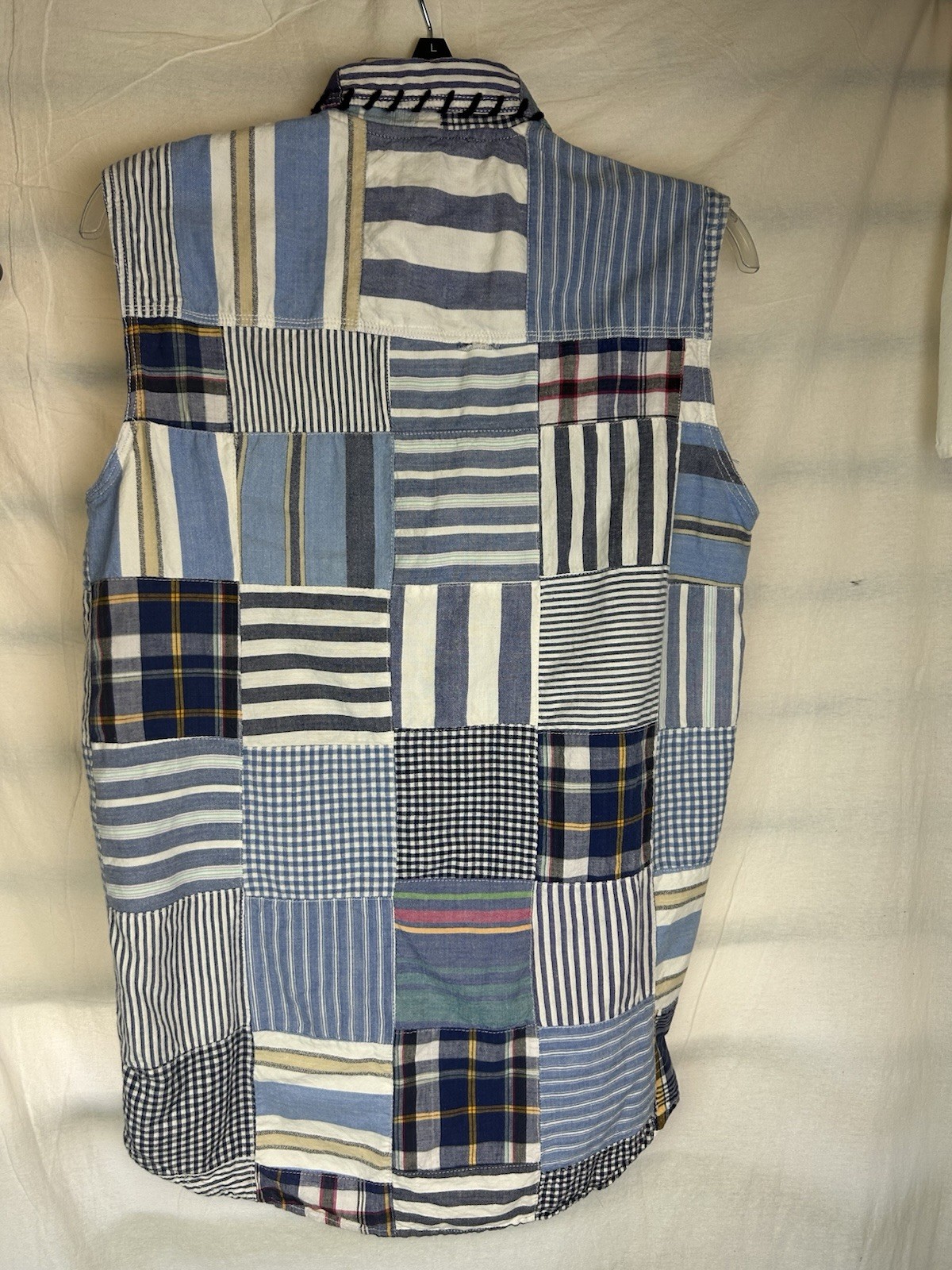 Vintage 90s Jou Jou Patchwork Embroidered Sleeveless Top Vest Button Up L Boho