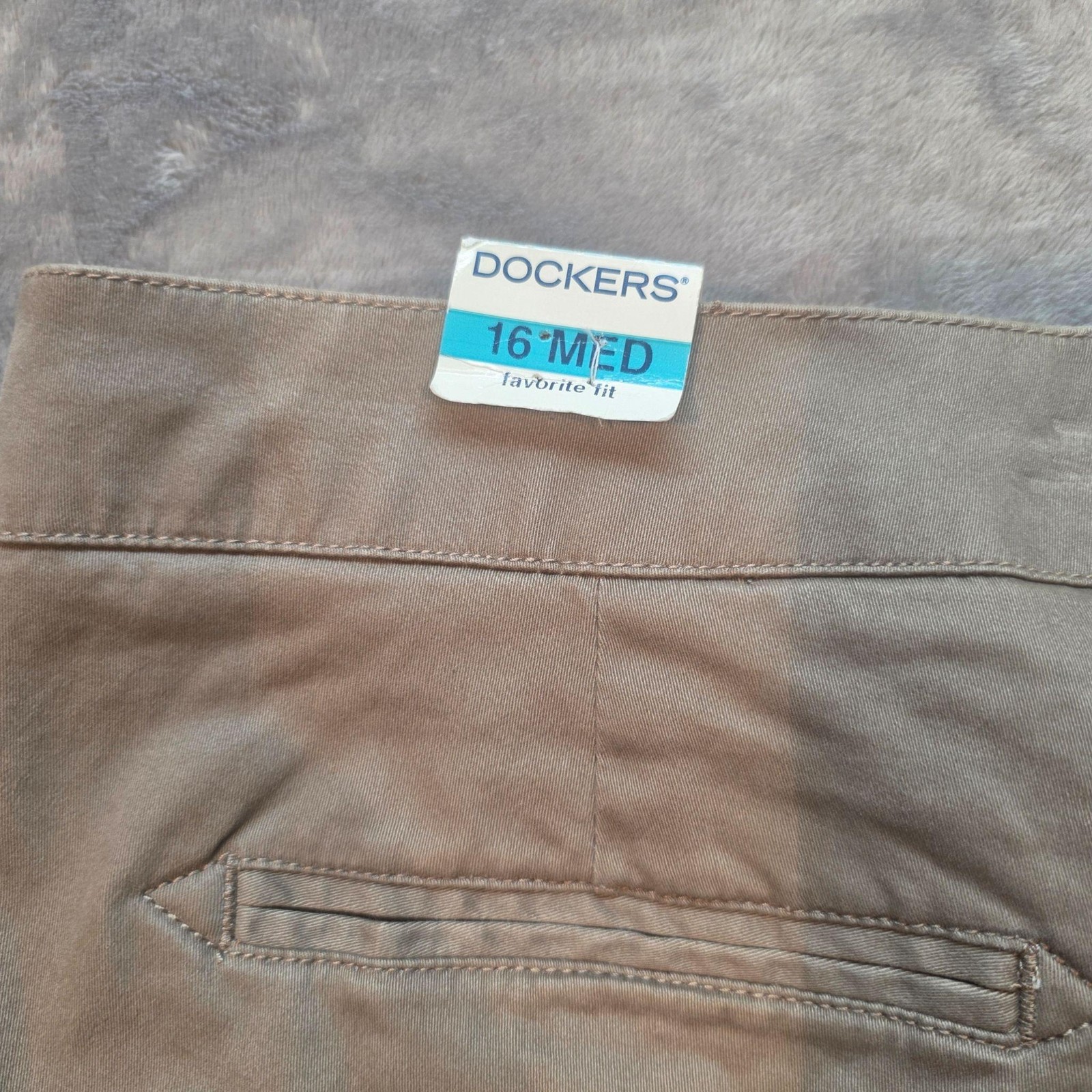 Dockers Khaki Pants Womens 16 Med Beige Favorite Fit Stretch Twill Flat Front