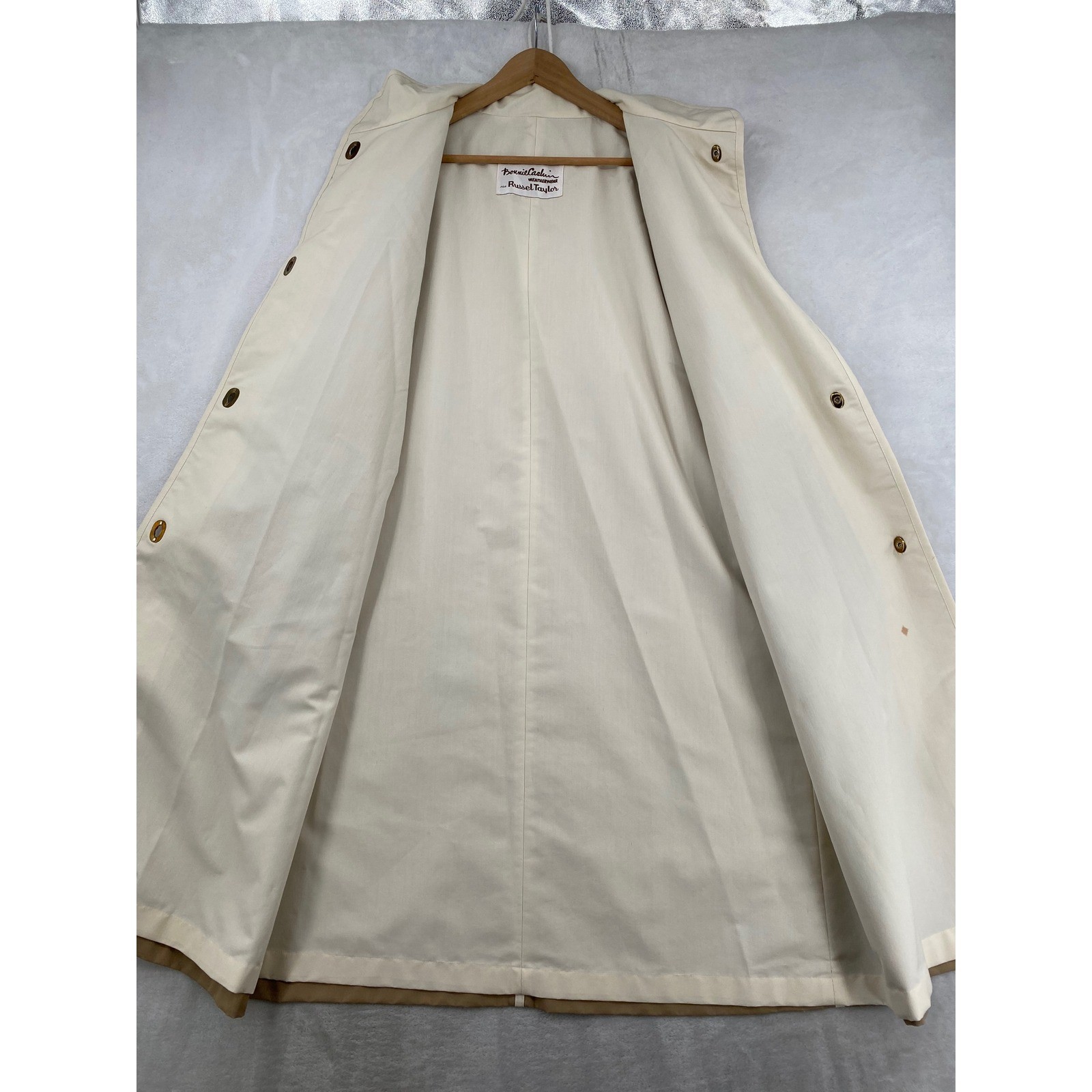 Bonnie Cashin Russel Taylor Women 14 Tan Vintage Mod Turnlock Canvas Trench Coat
