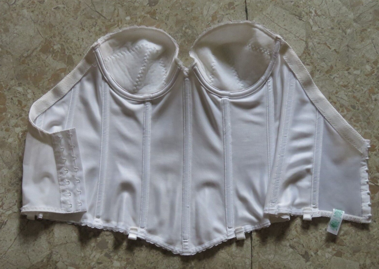 VTG Carnival Sz 36B White Corset Pin Up Bustier Strapless Backless Sexy Bra 