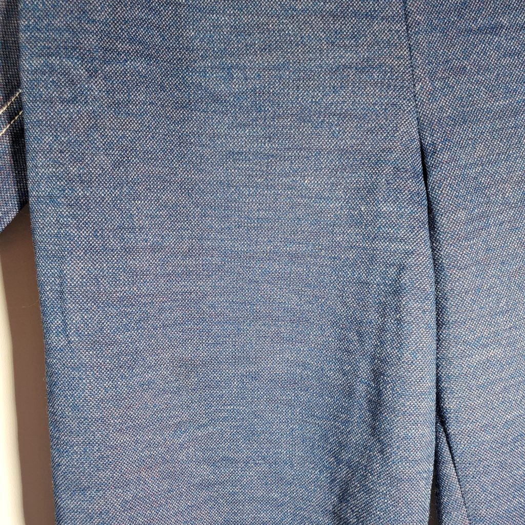 Vintage 70s Paddle & Saddle Denim Look Pant Suit Set Flare Leg Shirt Blue Sz S