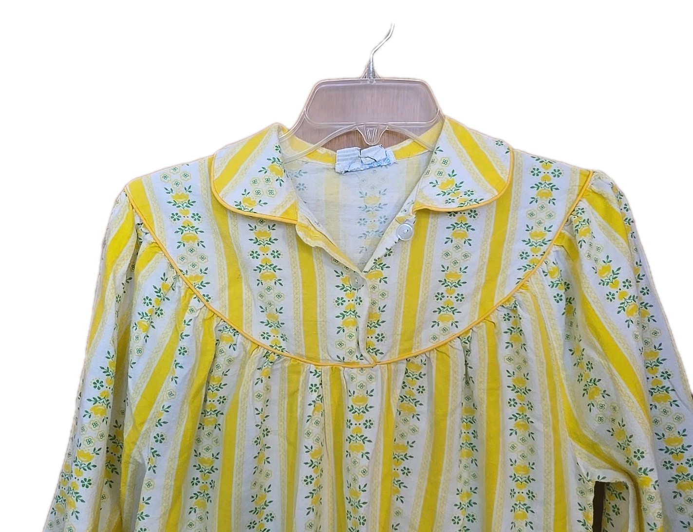 Vintage Gimbels Cotton Nightgown Yellow Flowers Hong Kong