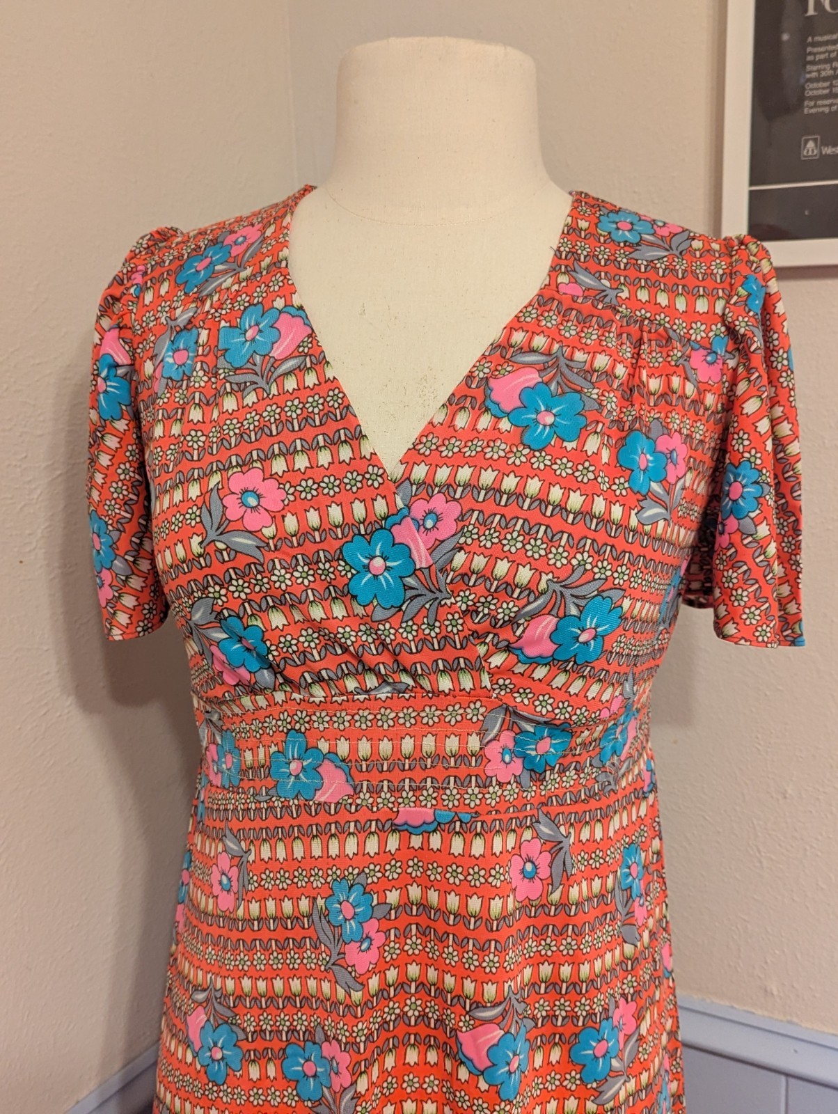 Vintage 1960s South Korean Psychedelic Floral Maxi Dress
