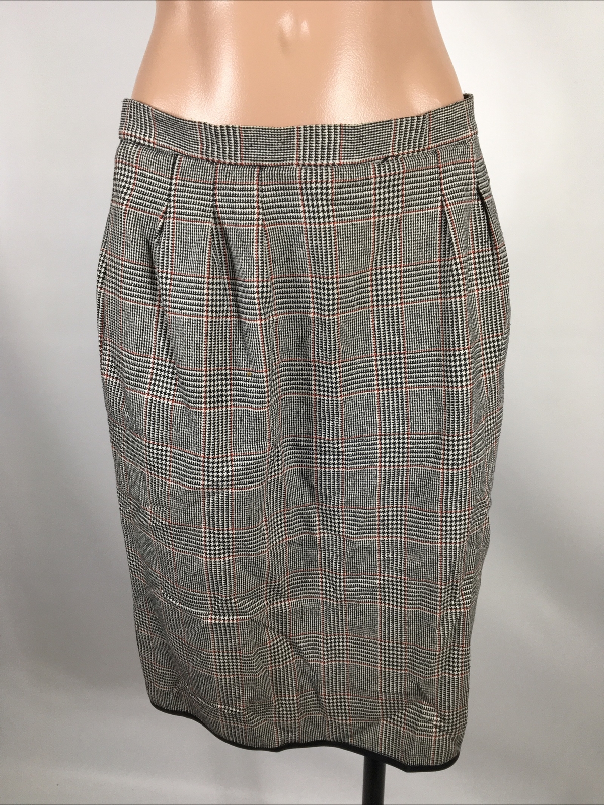 Vintage 80s Stanley Platos Martin Ross Sz 10 Plaid Black Skirt Suit MOD Retro