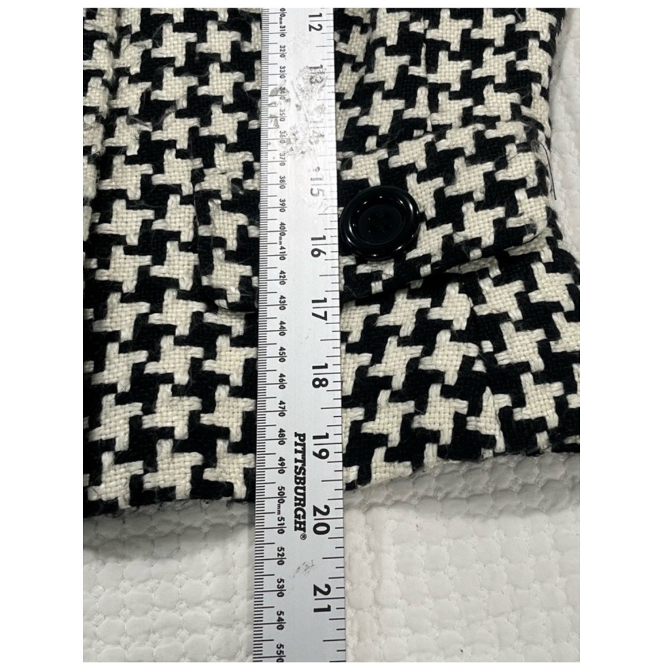 Liz Claiborne Houndstooth Cropped Blazer Jacket Sz 4 Black White VTG Career Chic