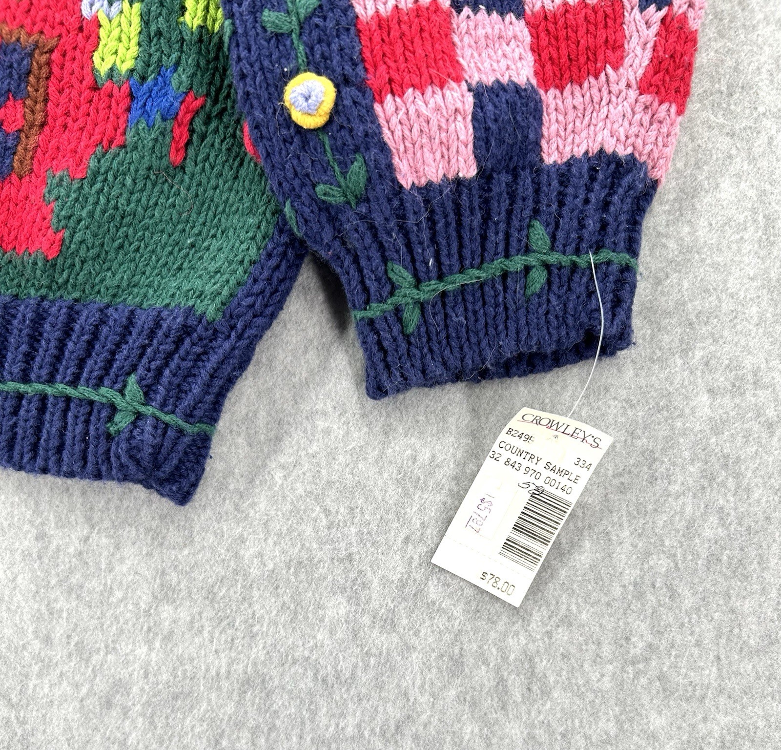 NEW Vtg Cardigan Sweater Large Barn Farm Animal Cow Knit Cardigan Size XL NWT
