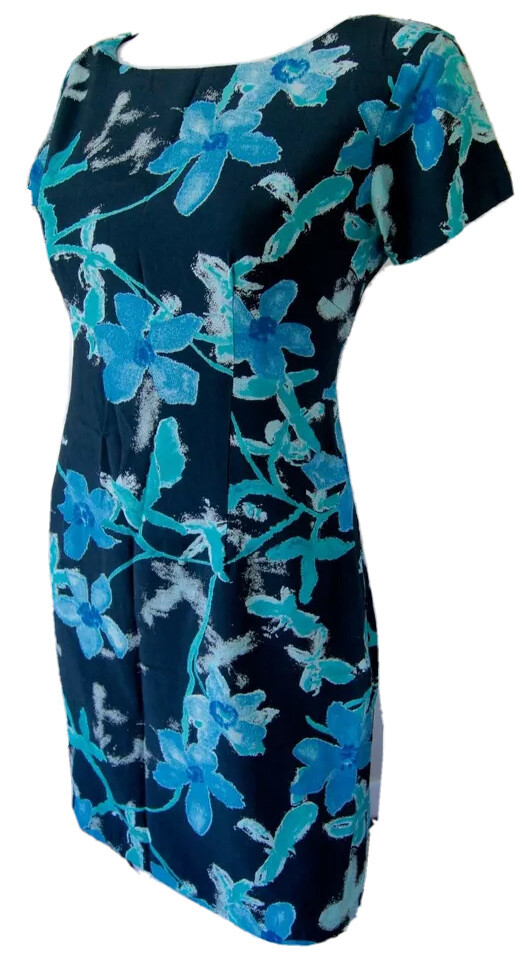 Rabbit Designs USA made Blue Green Turquoise Short Sleeve Short Dress SZ 8