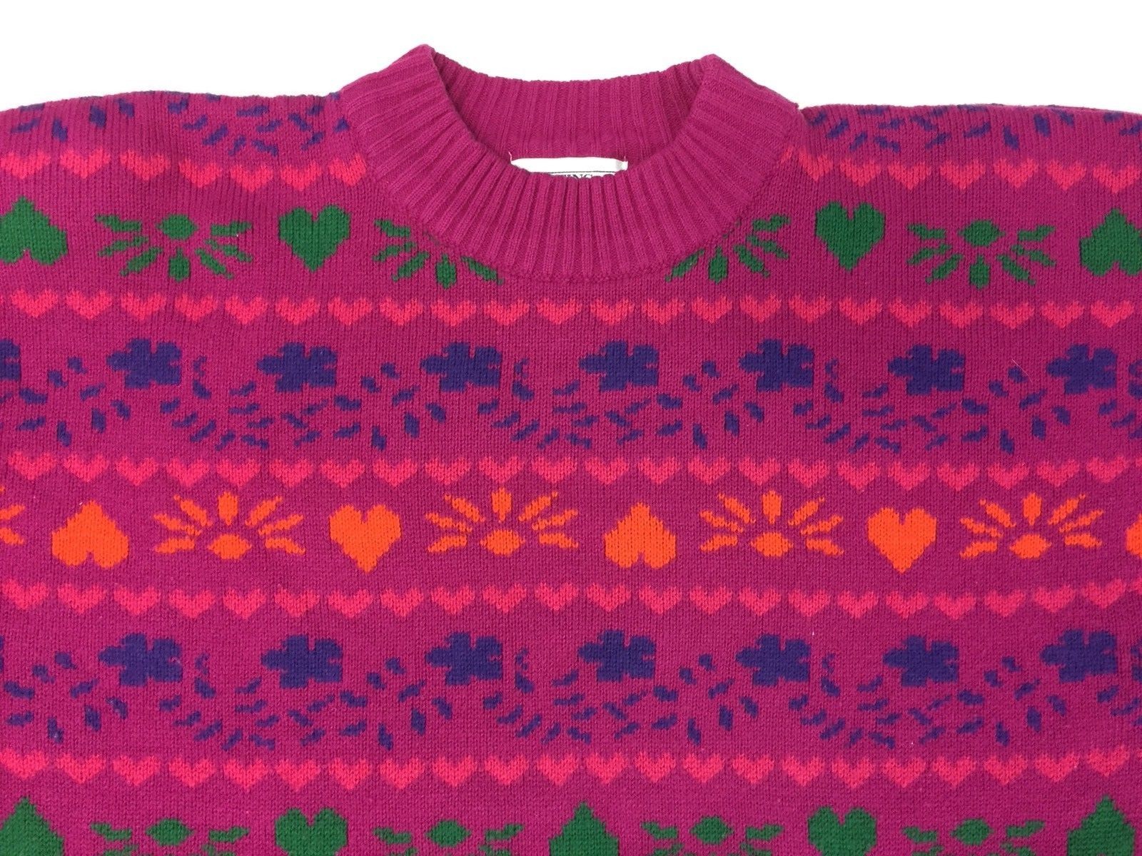 Vintage Hasting & Smith Sweater – hearts – crew neck – Fairy Kei Kawaii – L
