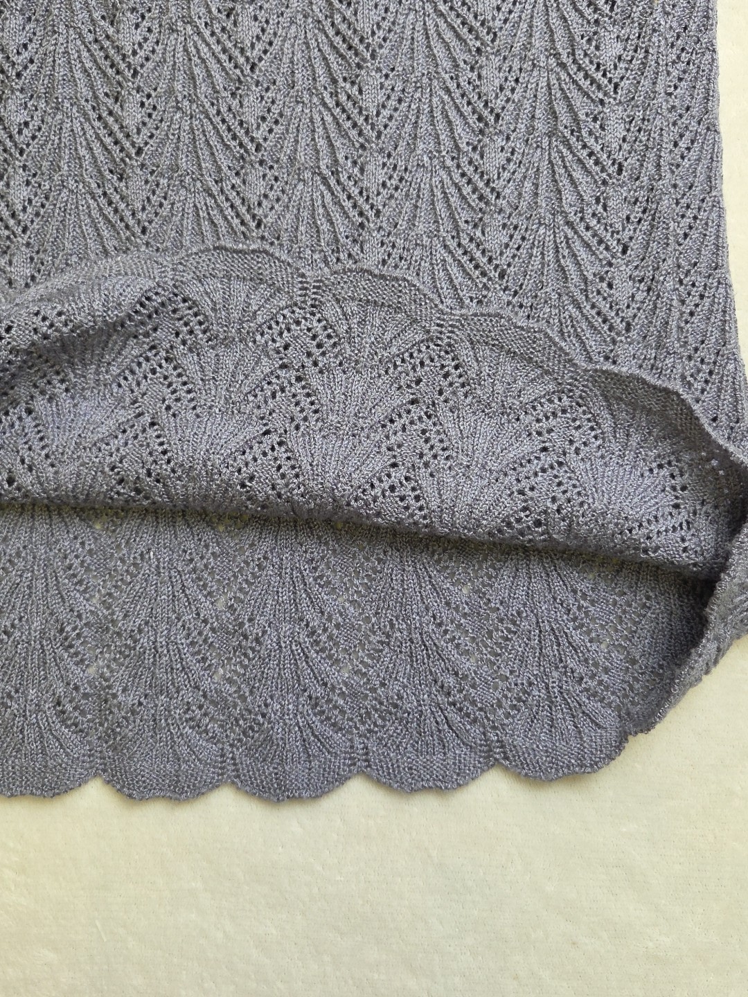 Vintage Crochet Blue Shell Scallop Knit Sweater Skirt Evanna New York Size 10