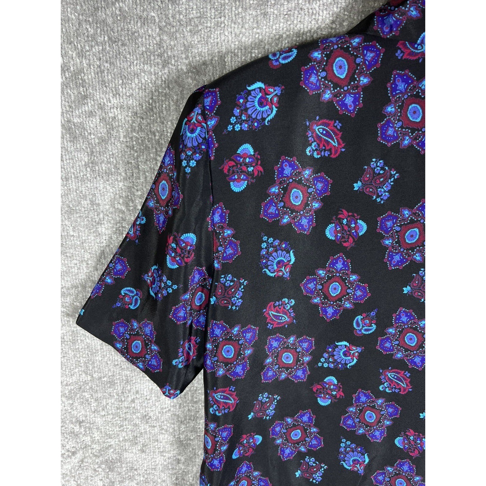 Vintage Leslie Fay Petites Floral Button Up Top Blouse Womens Size 10 Petite 10P