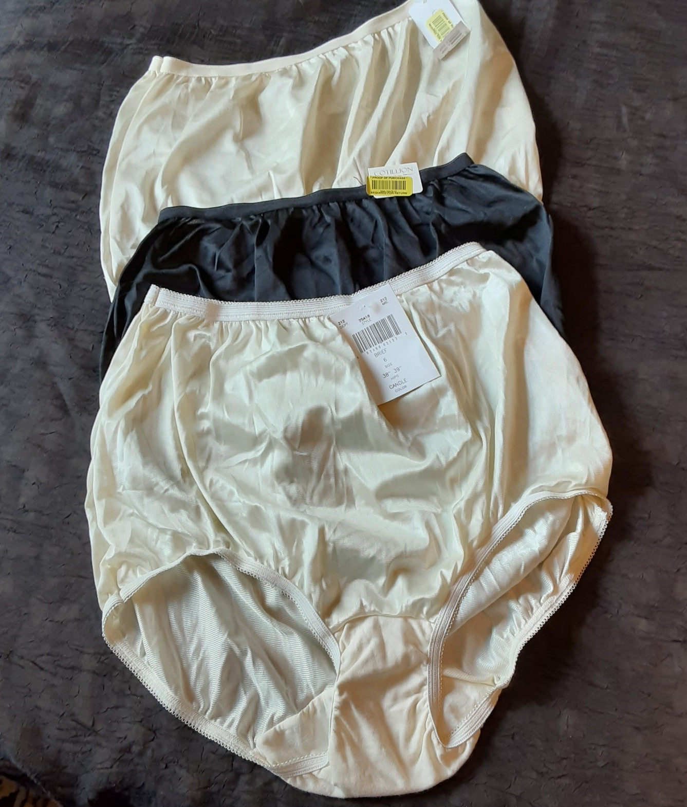 Cotillion Nylon Granny Panties Size 6 – Lot of 3 Pair NWT Cotton Gusset Briefs