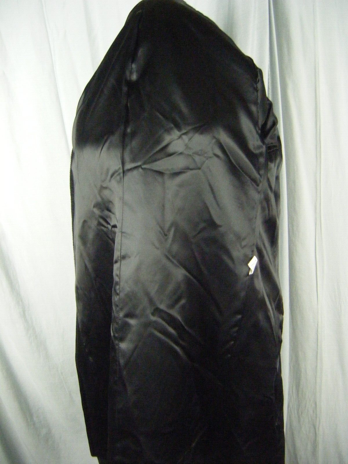 Vtg 60s Black Looped Wool Buttons Mod Coat-Bust 48/L