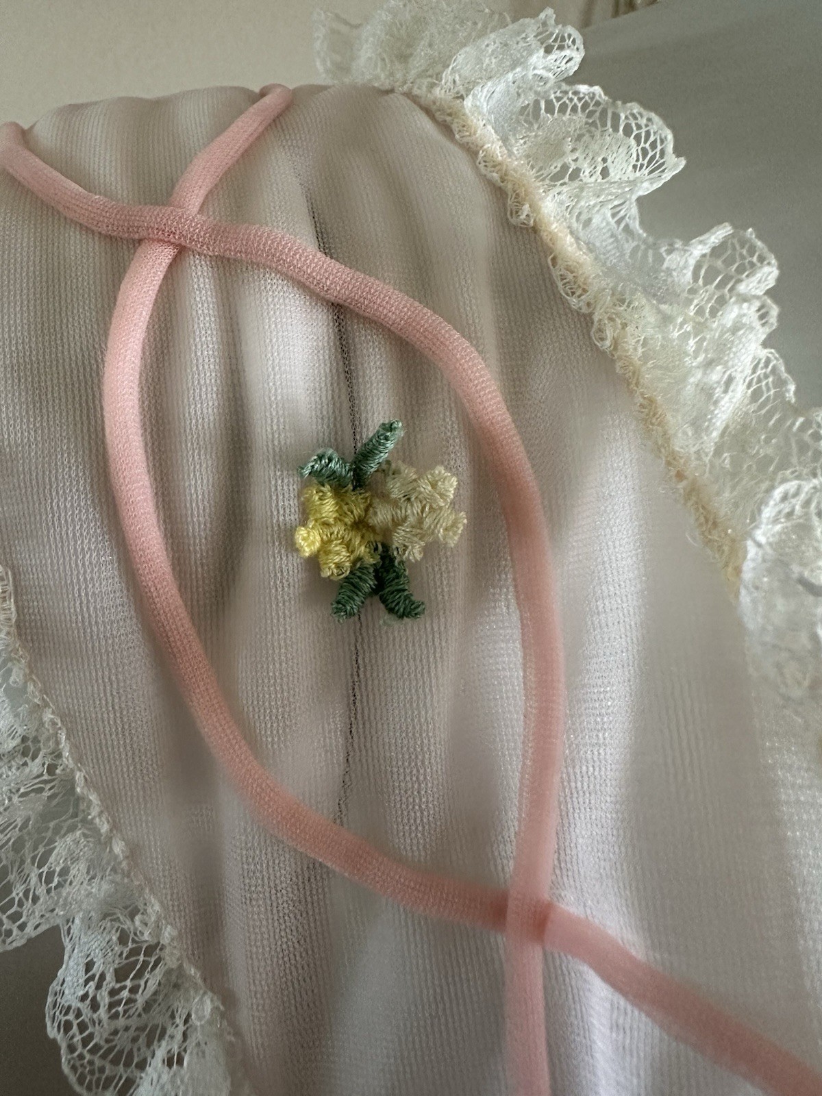 1960s Gotham Pink Nylon Peignoir Set Babydoll Chiffon Lace Lingerie Robe M VTG
