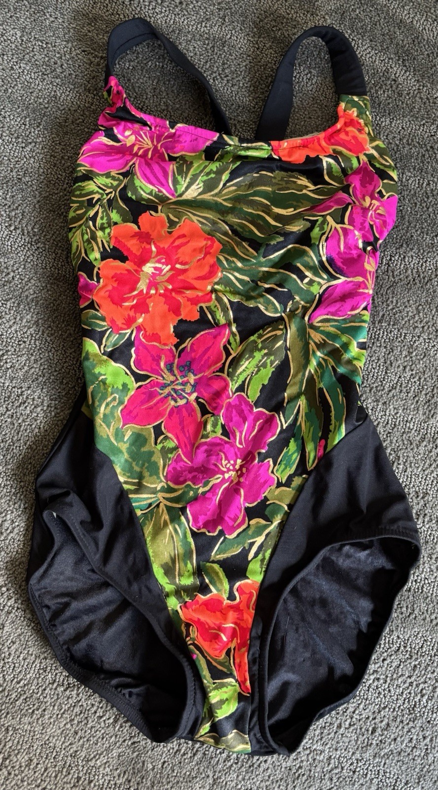 MAXINE OF HOLLYWOOD FLORAL ONE PIECE BATHING SUIT ~ Size 10