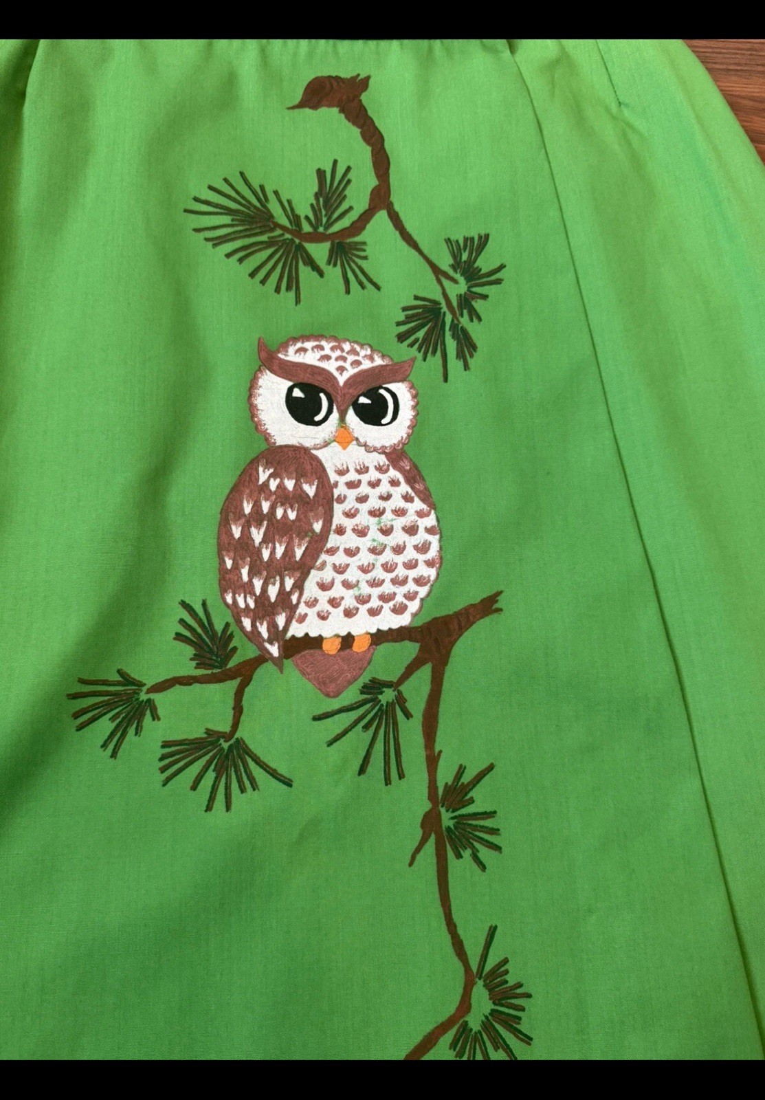 Vintage 40s-50s Handpainted Handmade Owl Apple green Women’s Skirt Suit By Doris