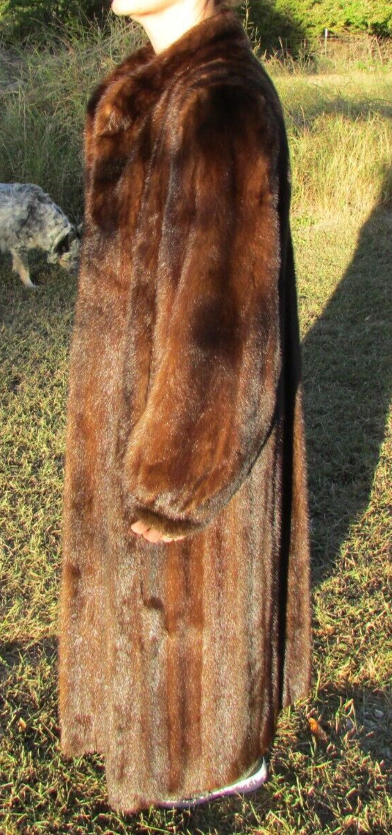 Very Finest Mahogany Full Length Natural Ranch Mink Fur Coat HENIG FURS 53″ long