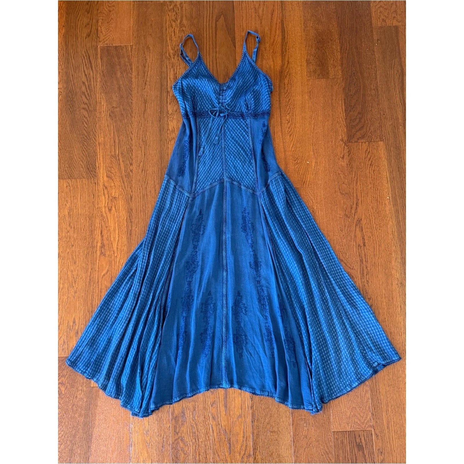 Vintage Y2K Maxi Dress Indigo Blue Fairy Made in India size L