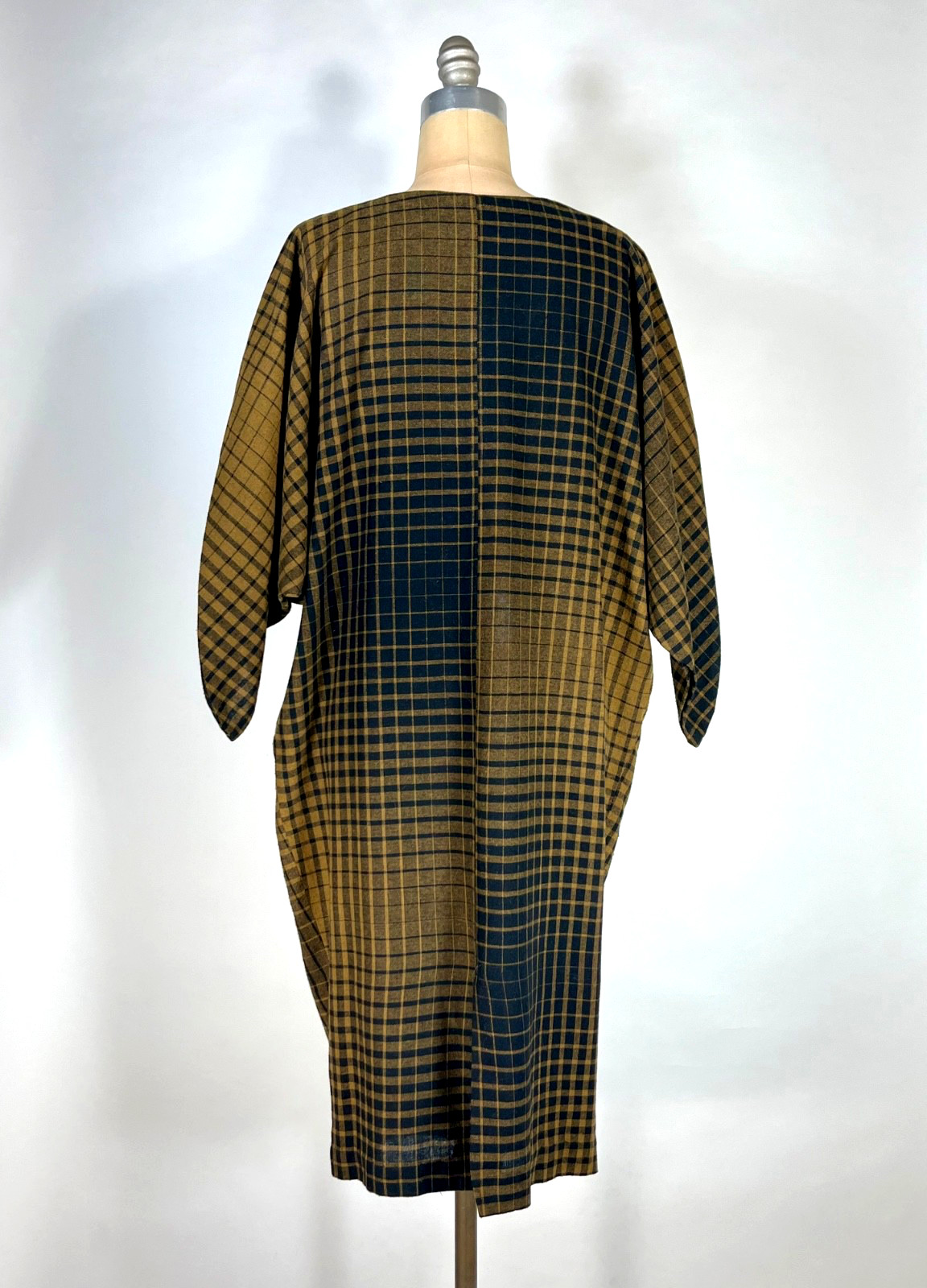 Vintage 1980’s unique JAPANESE DESIGN insp. style wool dress w/morph check print