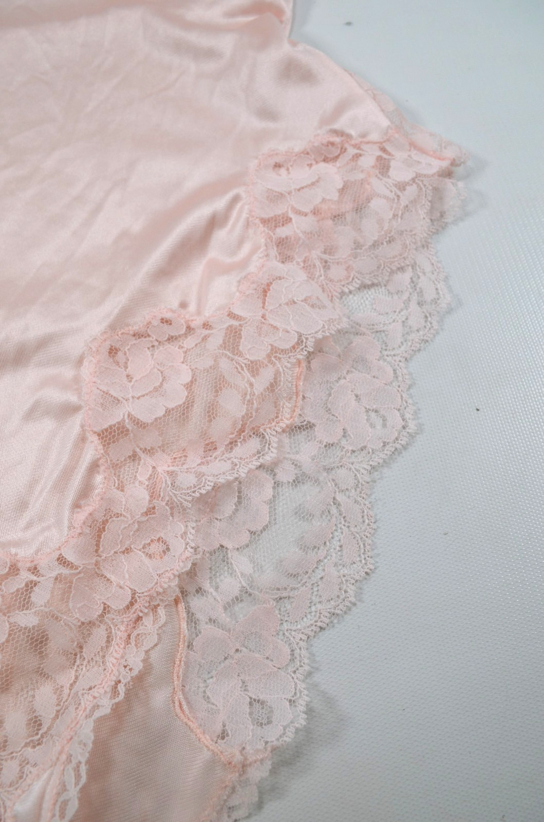 Vintage Teddy Pink Lace Ruffle Sheer Antron III Nylon One Piece Lingerie Size M