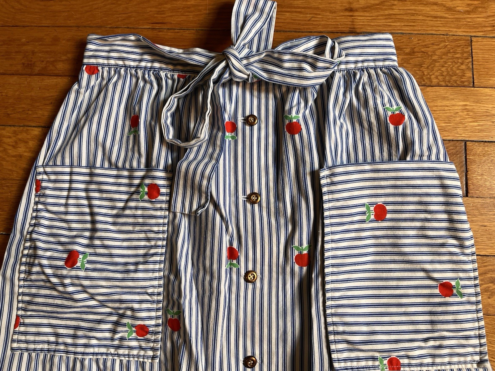VINTAGE 70s Jamison Boutique Apple Co-Ord Set 2 Piece Shirt Skirt Pinstripe Blue
