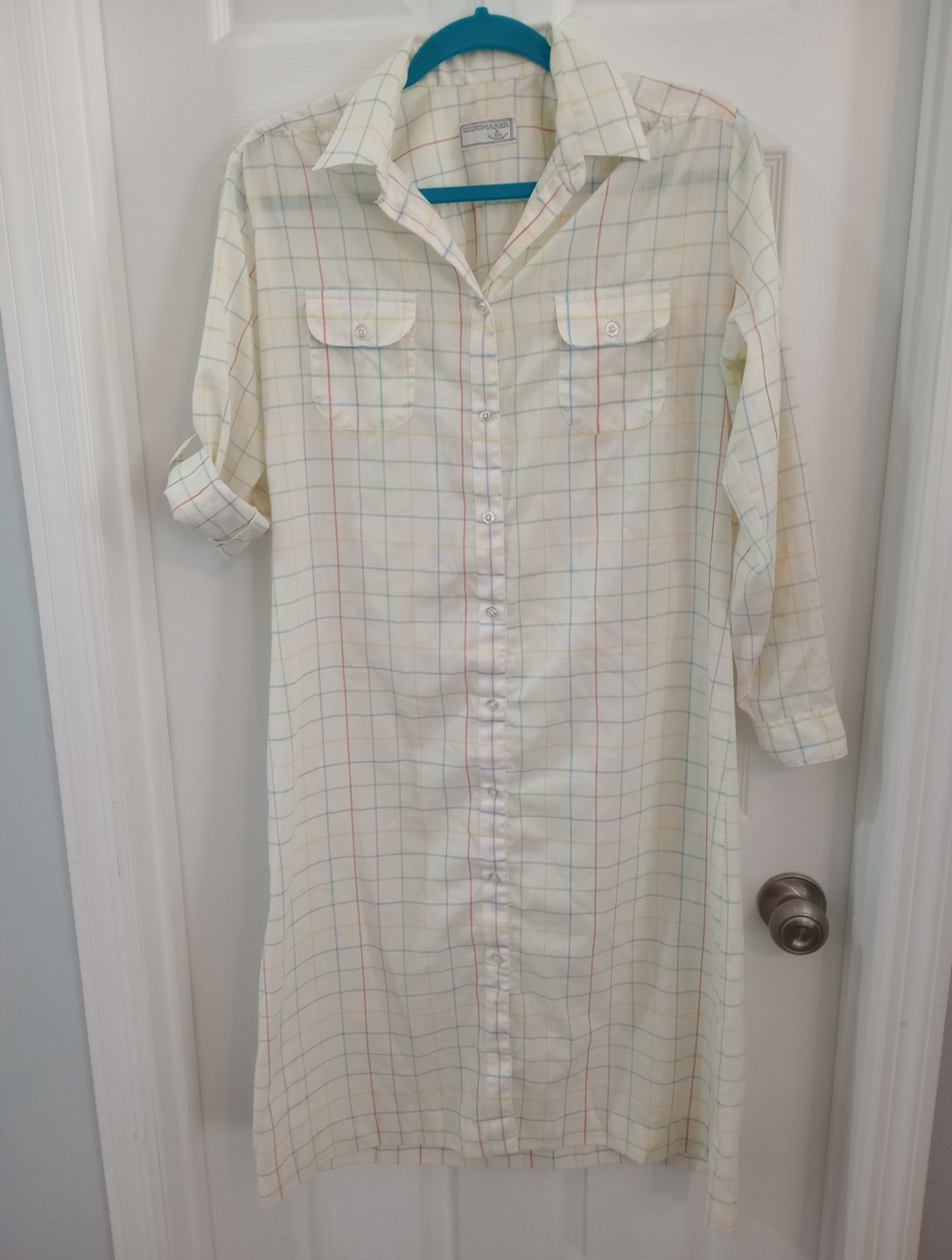 Vintage 80s Shirtmaker By Dunloggin Window pain Colorfully Patterned Dress, Size
