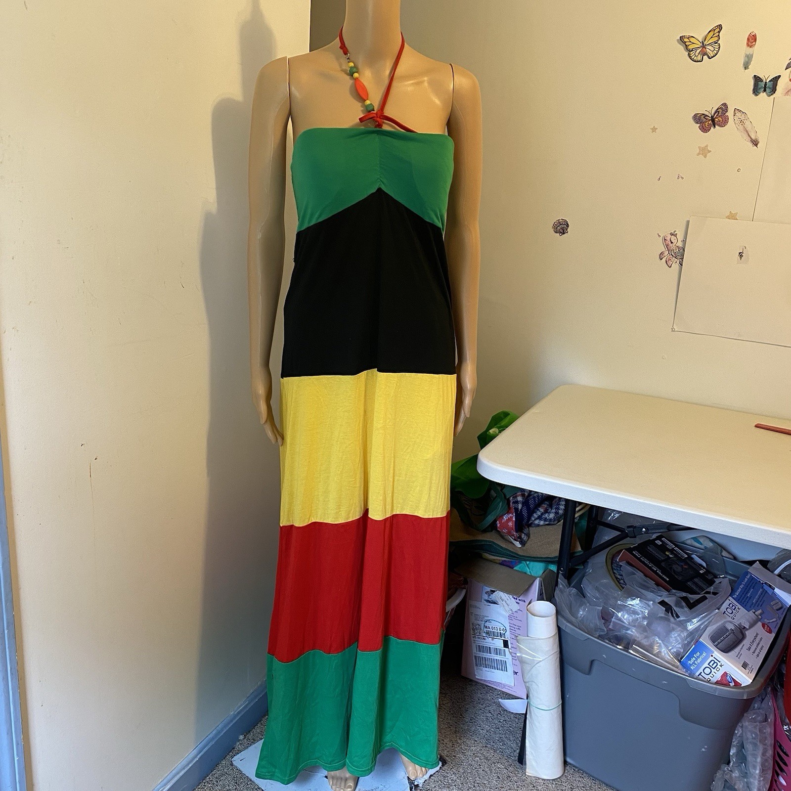 Vintage Island Wear Beach Cruise Vaca Maxi Dress Women S Colorful Halter Strap