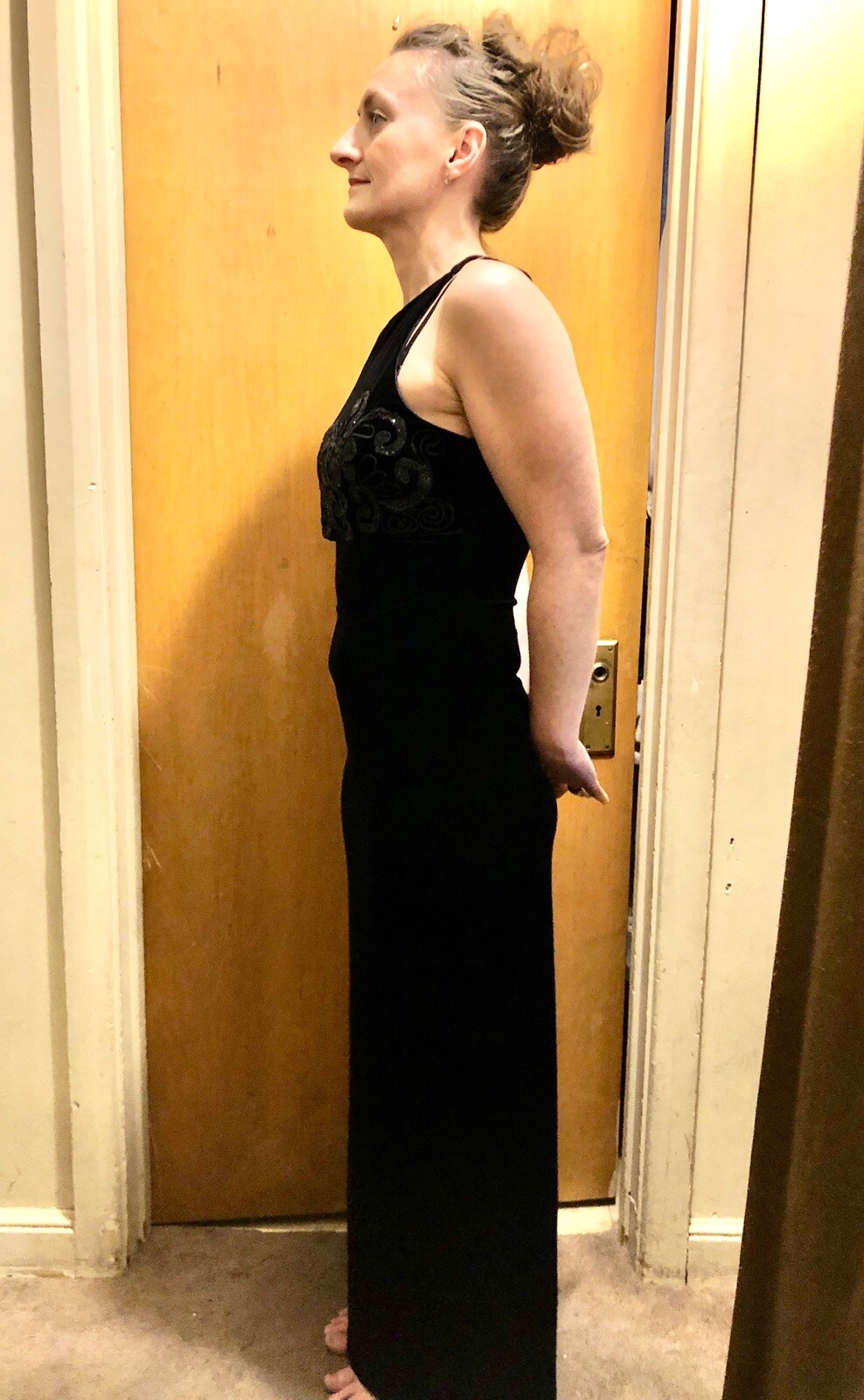 Sz 7/8 Vintage Y2K 1990s Style Maurice’s Black Velvet Halter Dress w Glitter