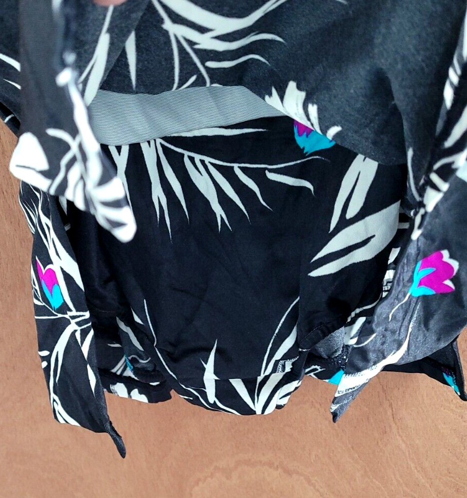 Vintage NOS w/Tags Maxine Of Hollywood Black Floral Swimdress Sz 40 Large
