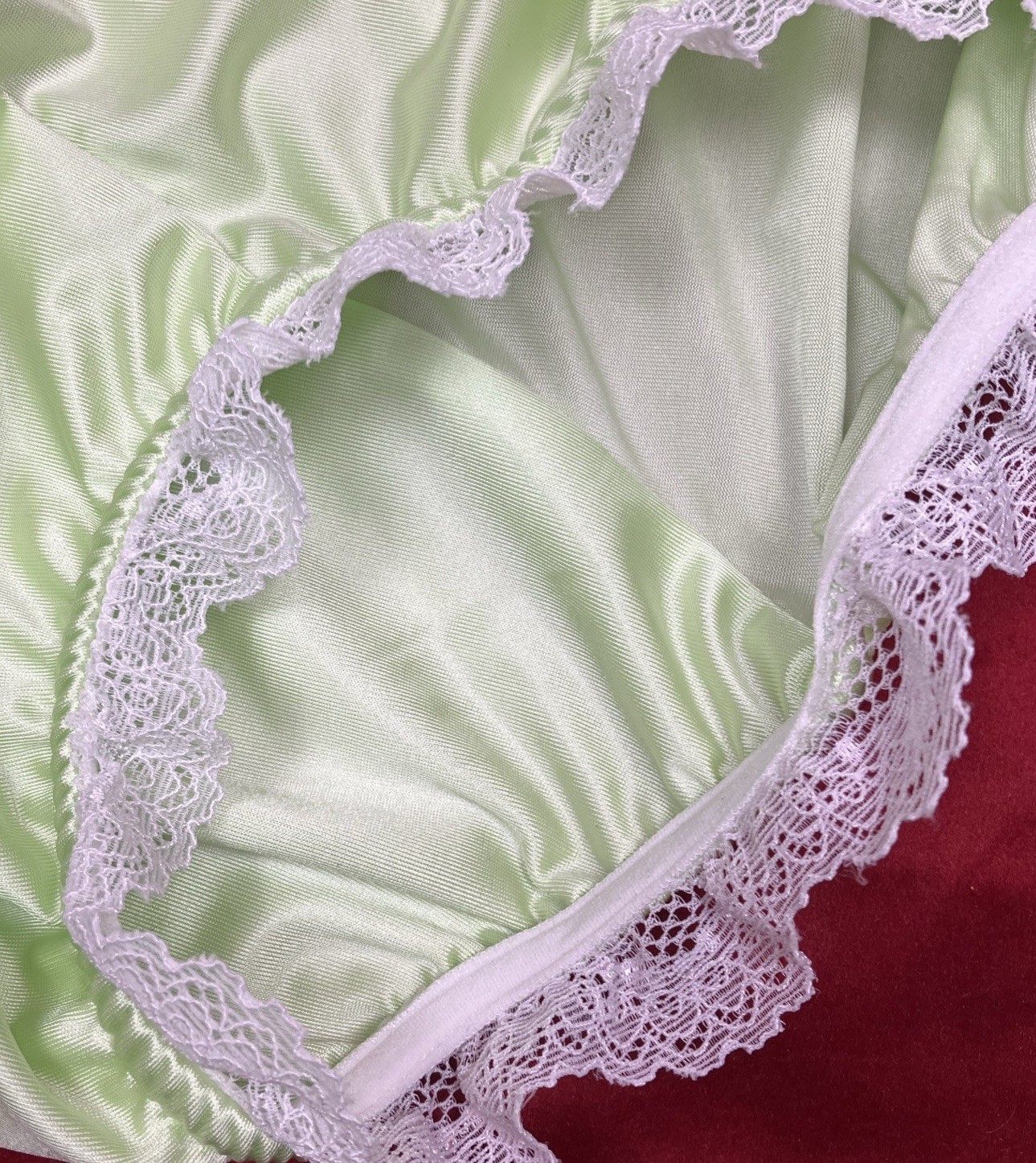 NIP L Mushroom Gusset Granny Panty Silky Nylon Satin Brief Sissy Vintage styl