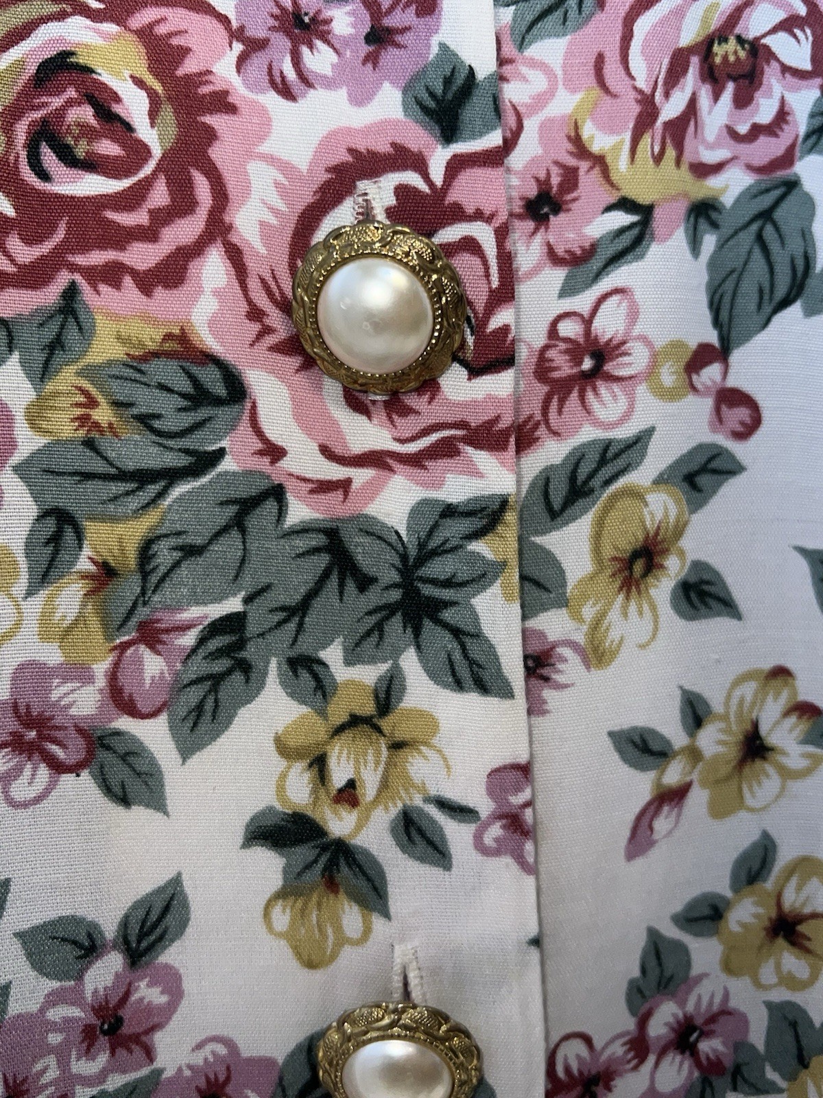 Betsy Lauren White Dress Size 7/8 Floral Back Tie Collared Button Front Maxi u96