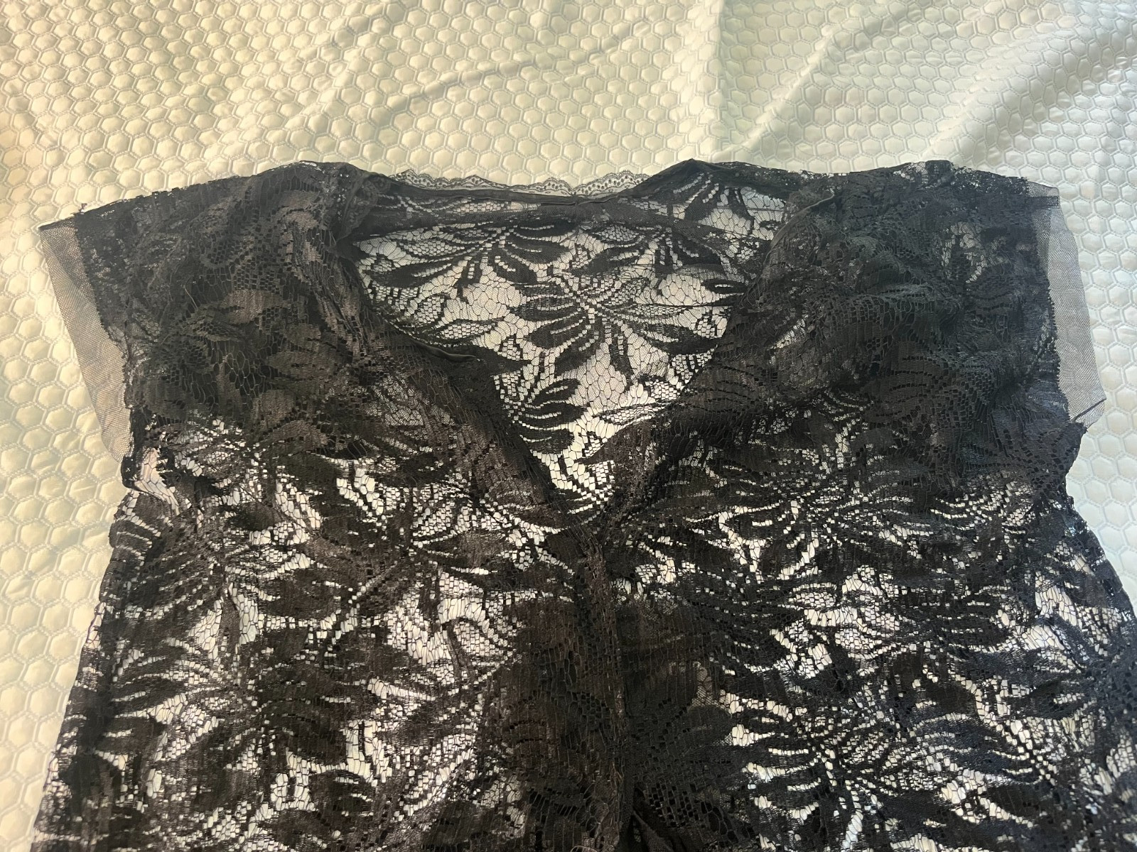 1920’sFlapper Black Vintage Lace Over Dress Acanthus Leaves Design Large