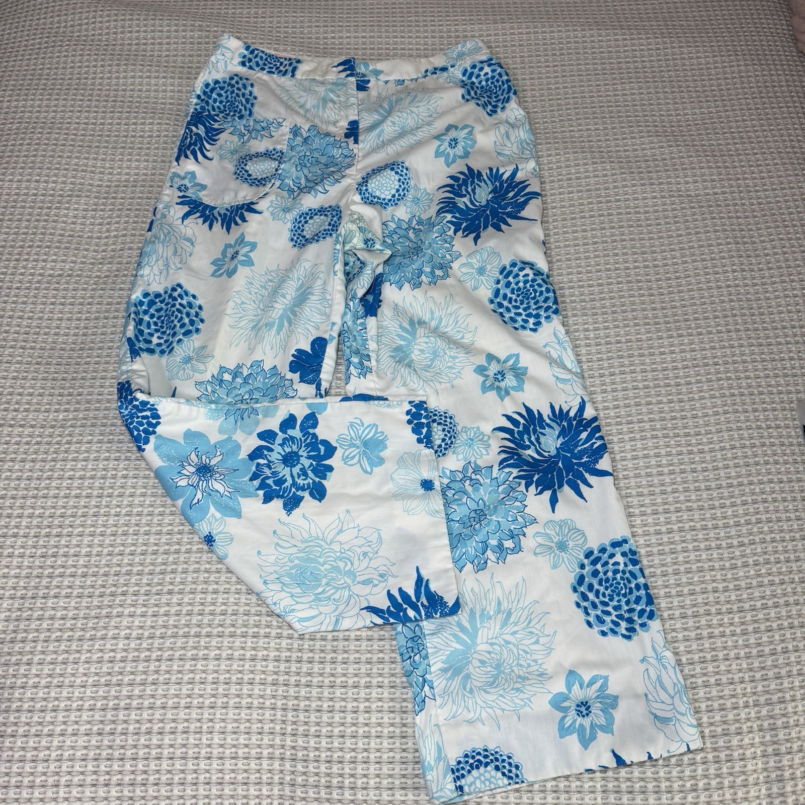 Vintage Pants Lilly Pulitzer Size W32 60s Blue Floral Garden Lined Made USA Rare