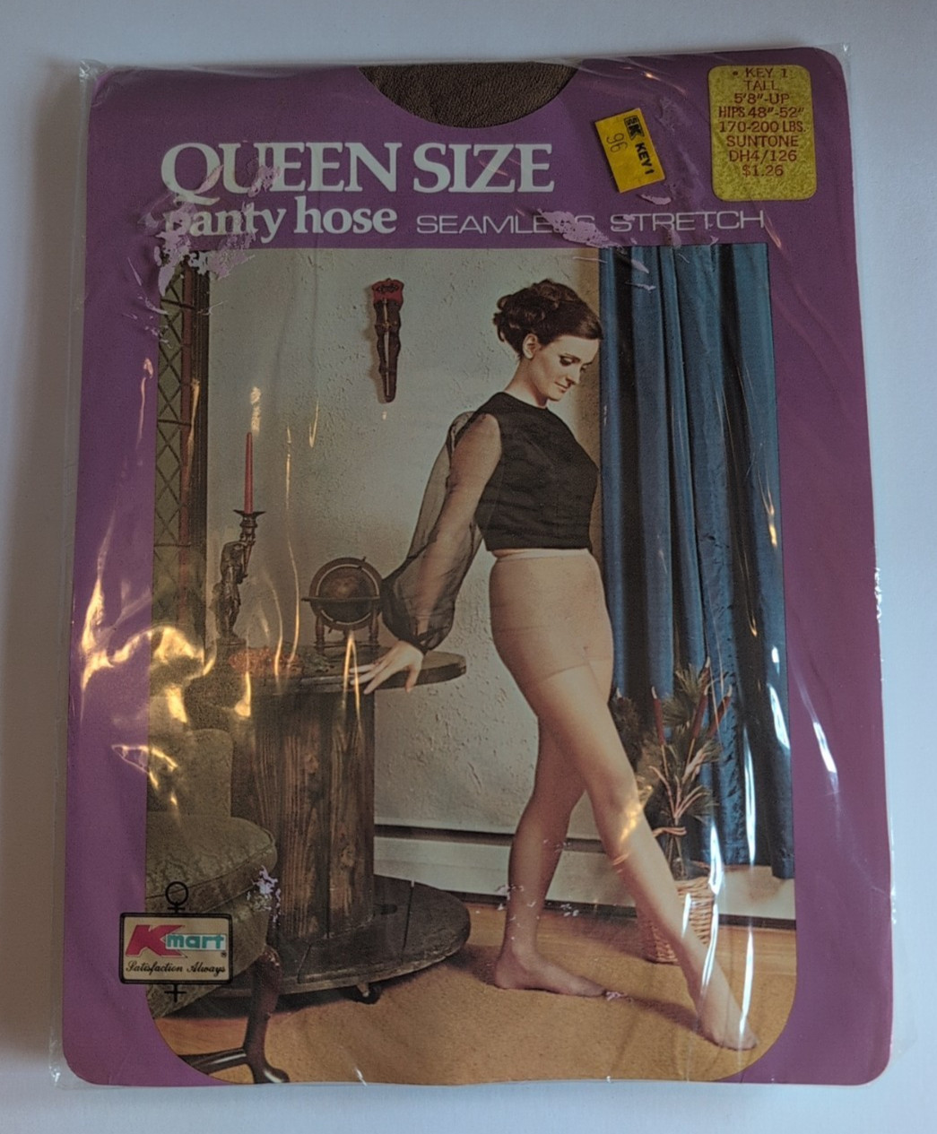 Vtg NOS 70s Sheer Seamless Stretch Pantyhose Suntone TALL Queen Size DH4/126 NIP