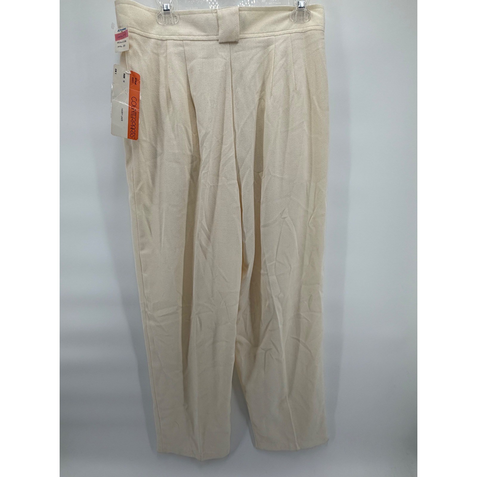 VTG 90s Counterparts High Waisted Pleated Trousers Ivory Lace Size 16 NWT Taper
