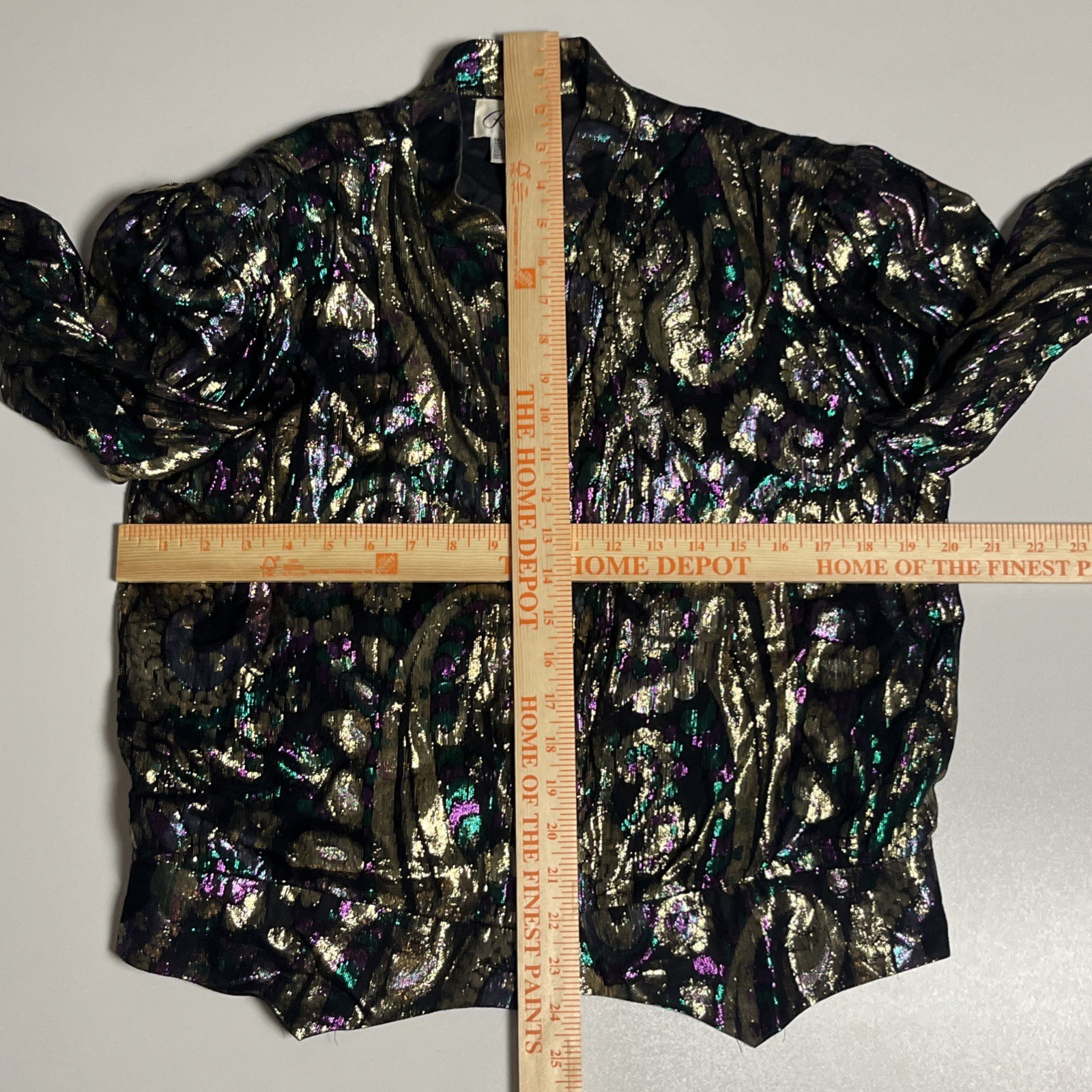 Vtg Rimini Metallic Gold Paisley Brocade Evening Jacket 80s Puffy Shoulder Sz 12
