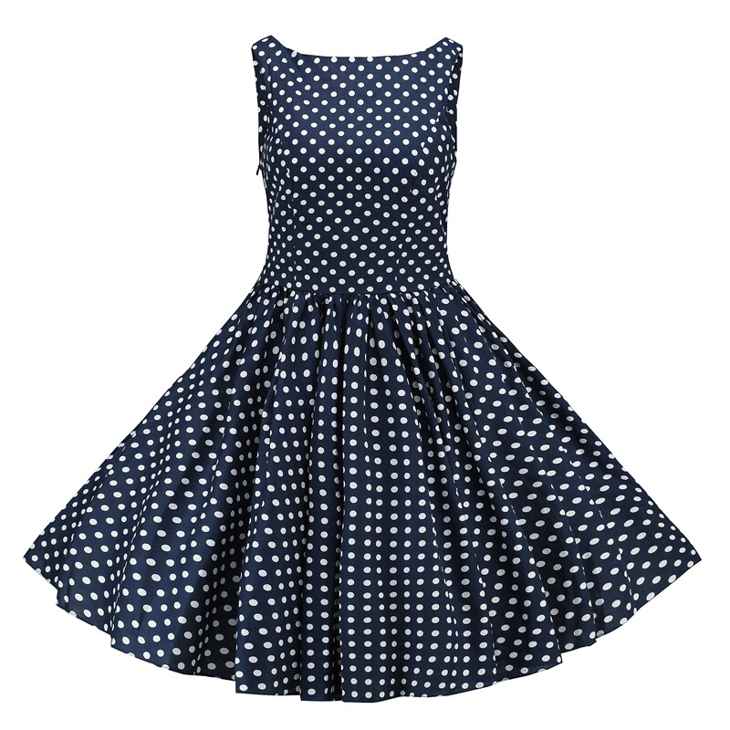 Retro Rockabilly 50s 60s Swing Vintage Dress Casual Print Floral Polka Dot Dress