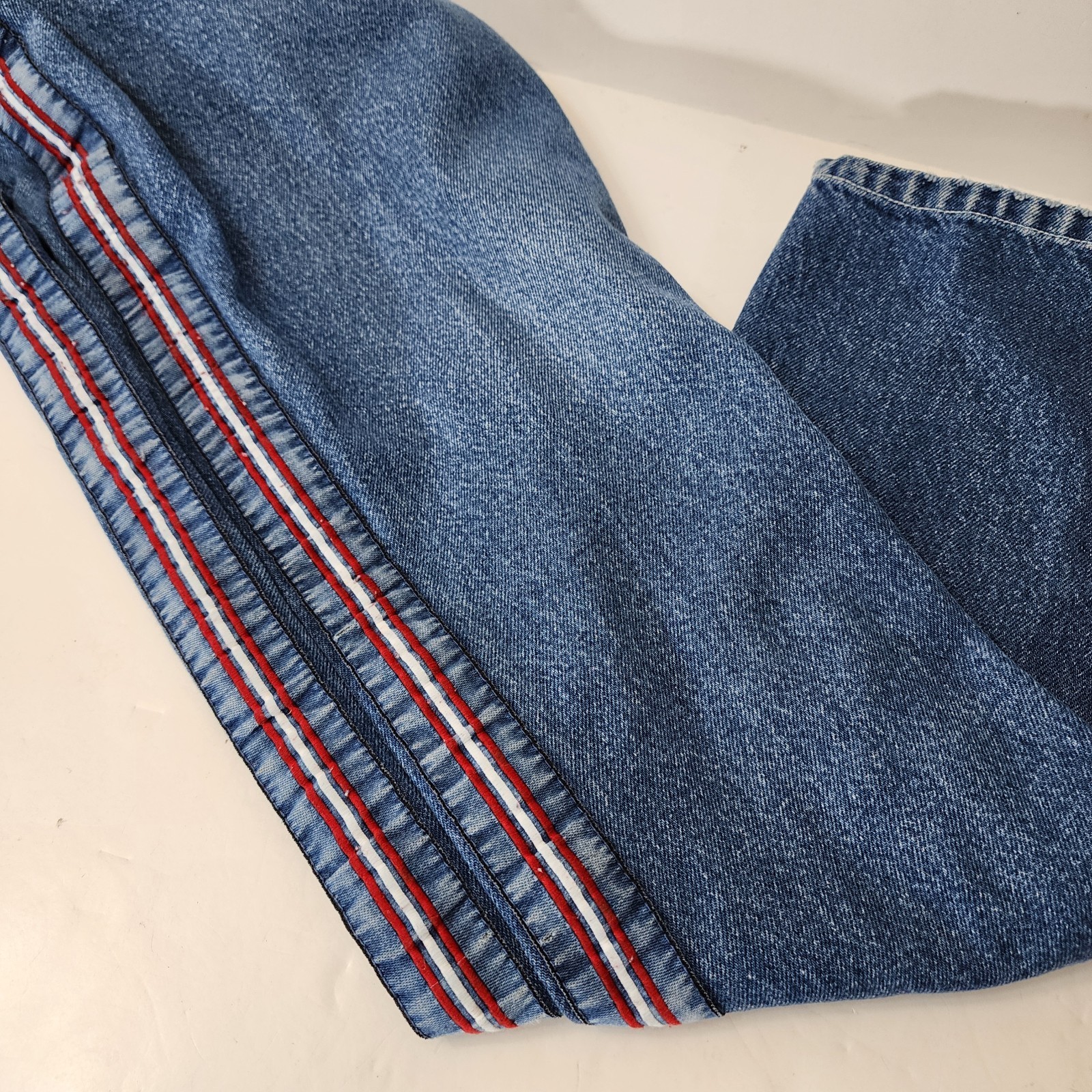 Vintage TOMMY HILFIGER Jeans Womens 5 Blue Patch Pockets Bareback Stripe 90s Y2K