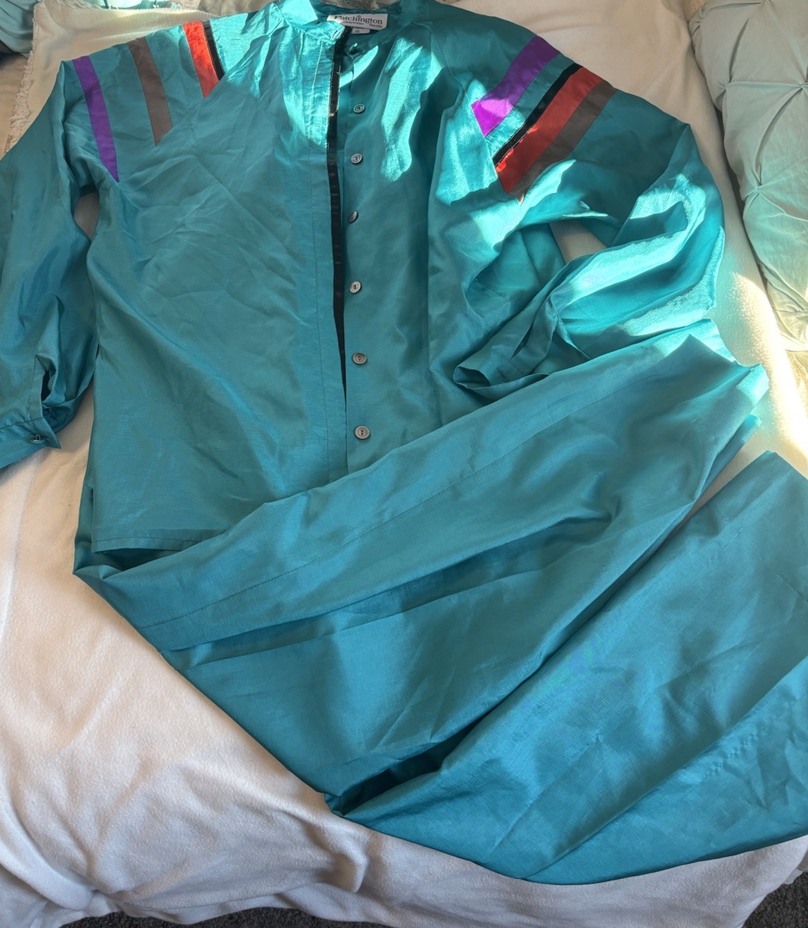 VTG Women’s Pant set Teal. Patchington Pants And Top. Sz 10. Clearwater FL. USA