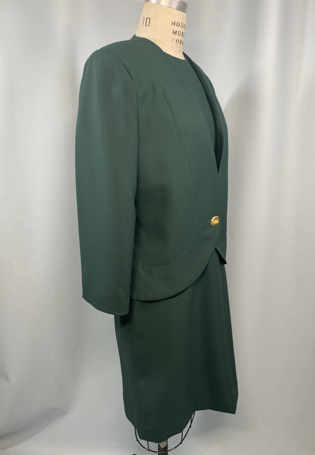 Vintage Dress & jacket set SIZE 12 P PETITE green HENRY LEE 80s 90s sheath
