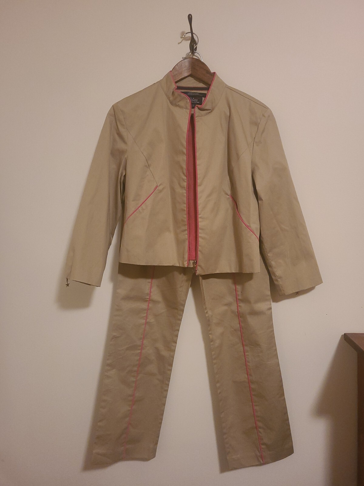 Vintage Retro Jacket Pants Set Suit Tommy Hilfiger Tan Pink Barbie Size 3